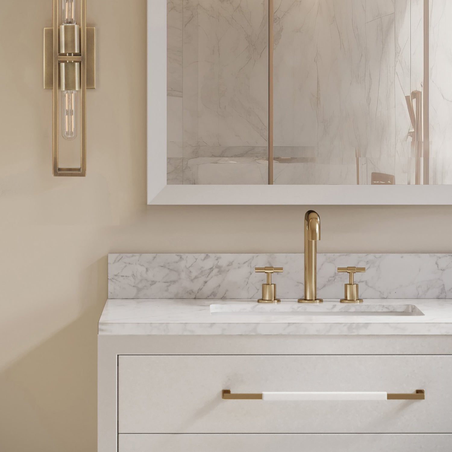 Currey & Co Verona 36in Linen Vanity with Rectangular Undermount Sink