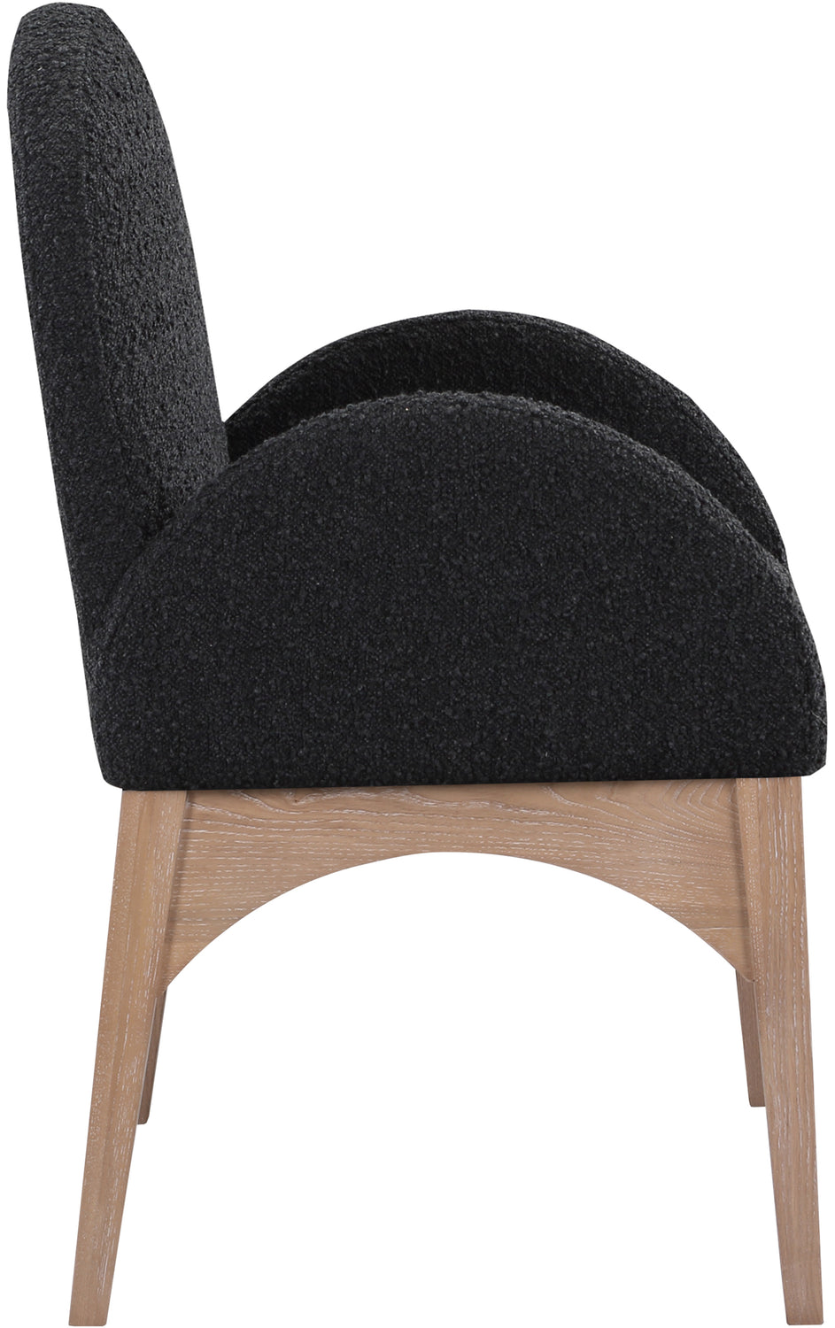 Waldorf Black Boucle Fabric Upholstered Dining Arm Chair Set of 2