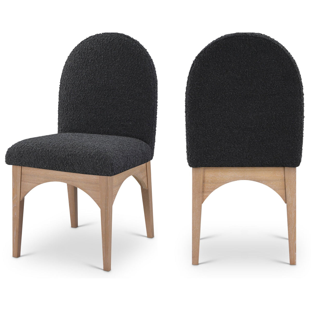 Waldorf Black Boucle Fabric Upholstered Dining Side Chair Set of 2