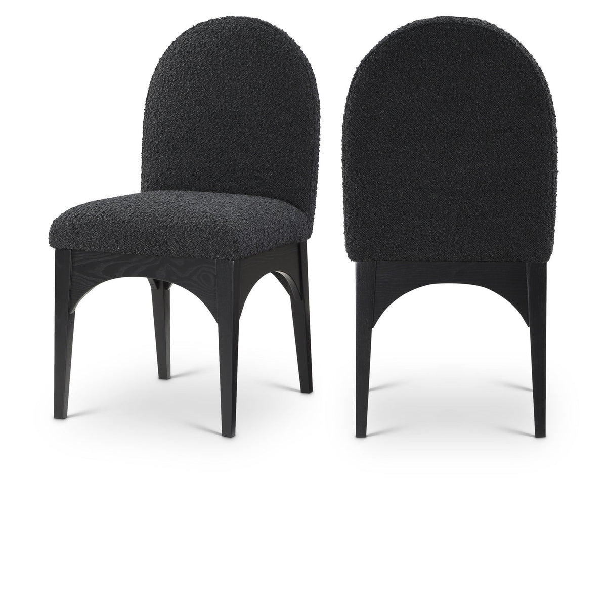 Waldorf Black Boucle Fabric Upholstered Dining Side Chair Set of 2