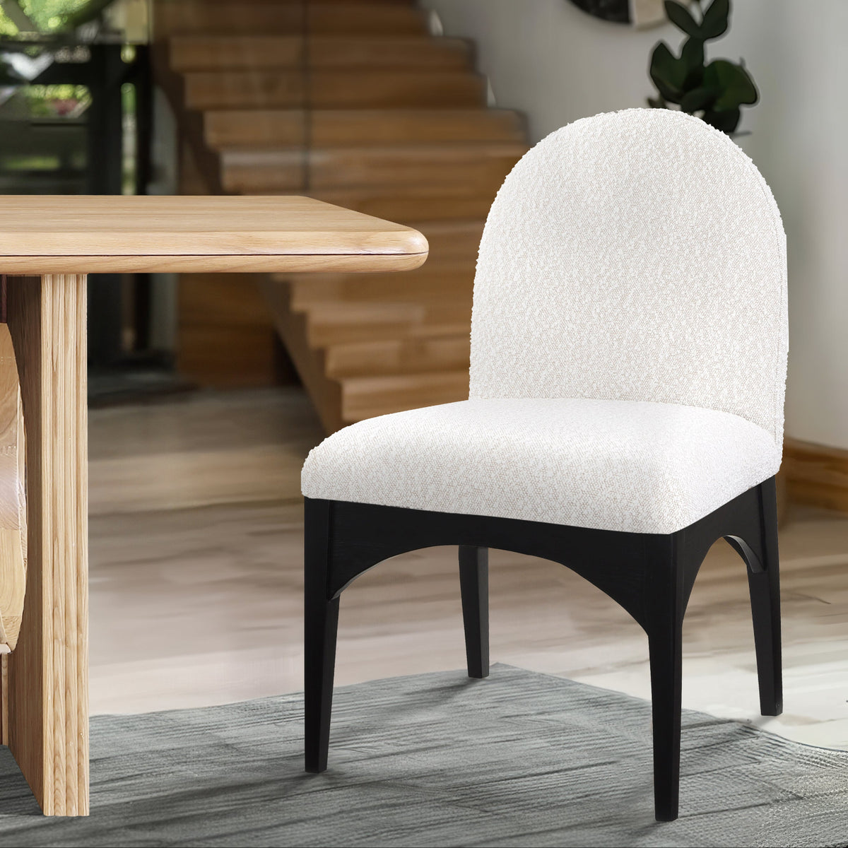 Waldorf Cream Boucle Fabric Upholstered Dining Side Chair Set of 2