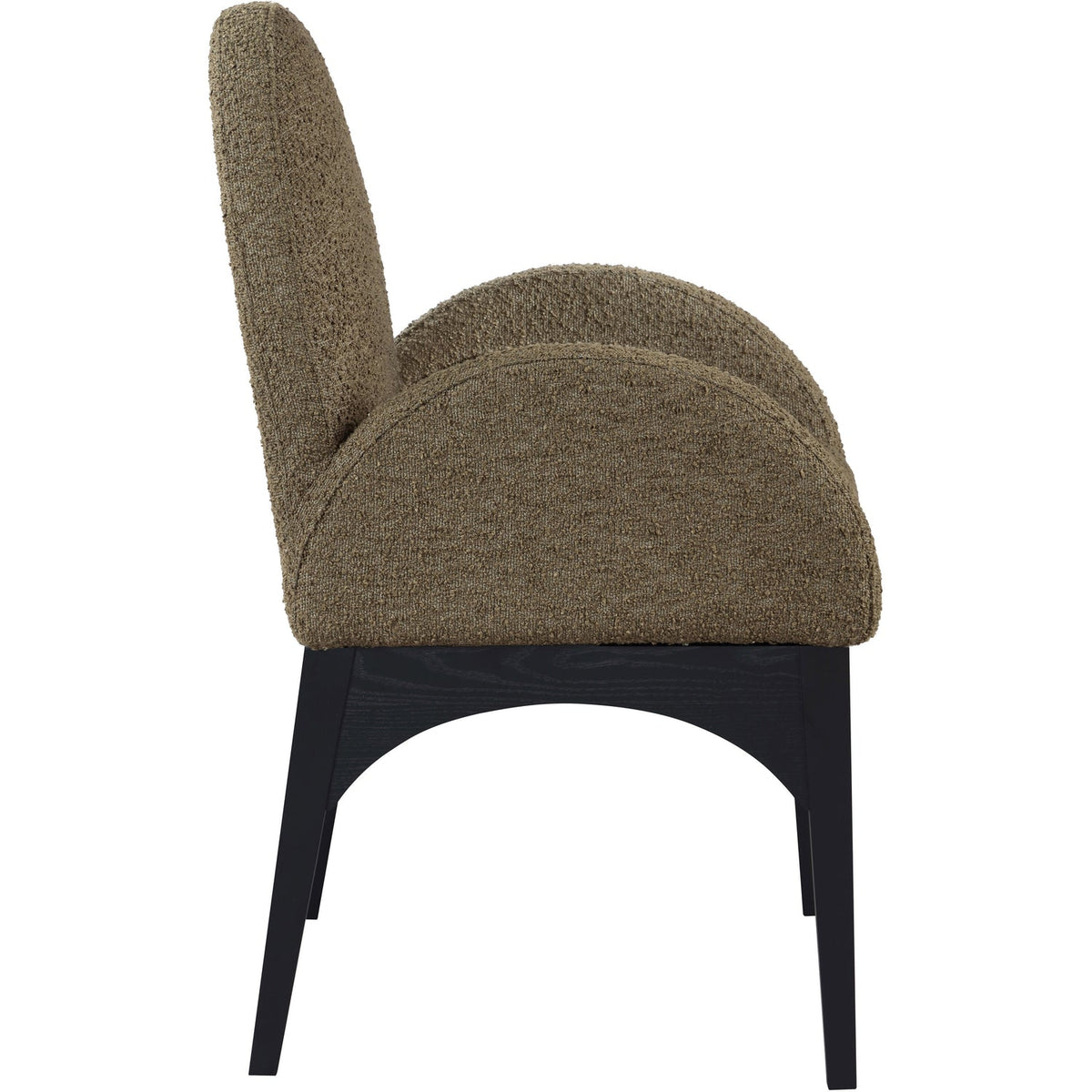 Waldorf Olive Boucle Fabric Upholstered Dining Arm Chair Set of 2