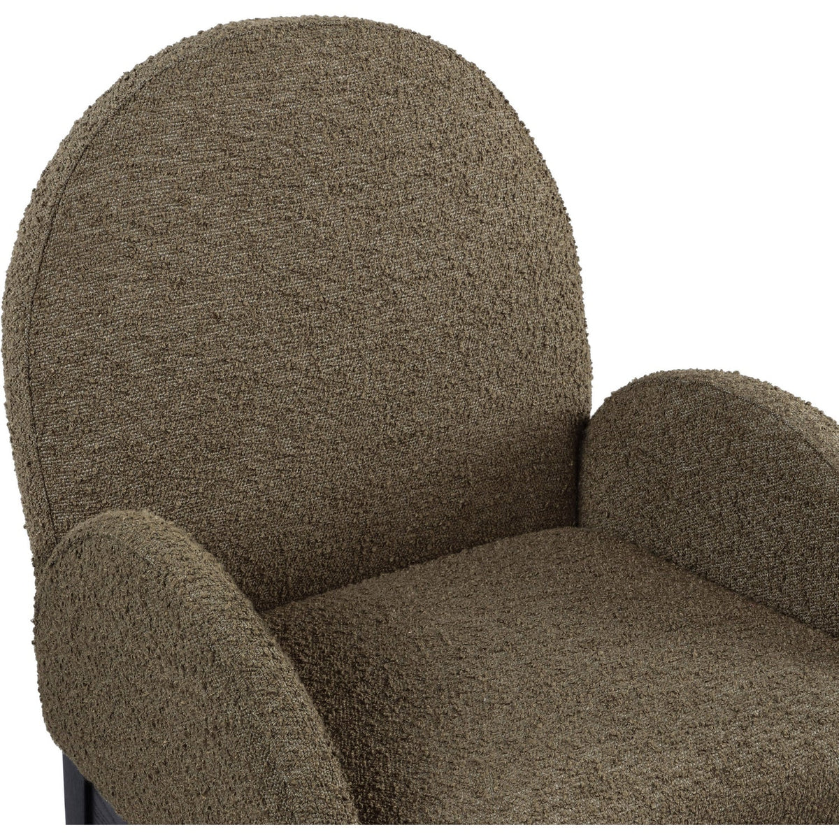 Waldorf Olive Boucle Fabric Upholstered Dining Arm Chair Set of 2