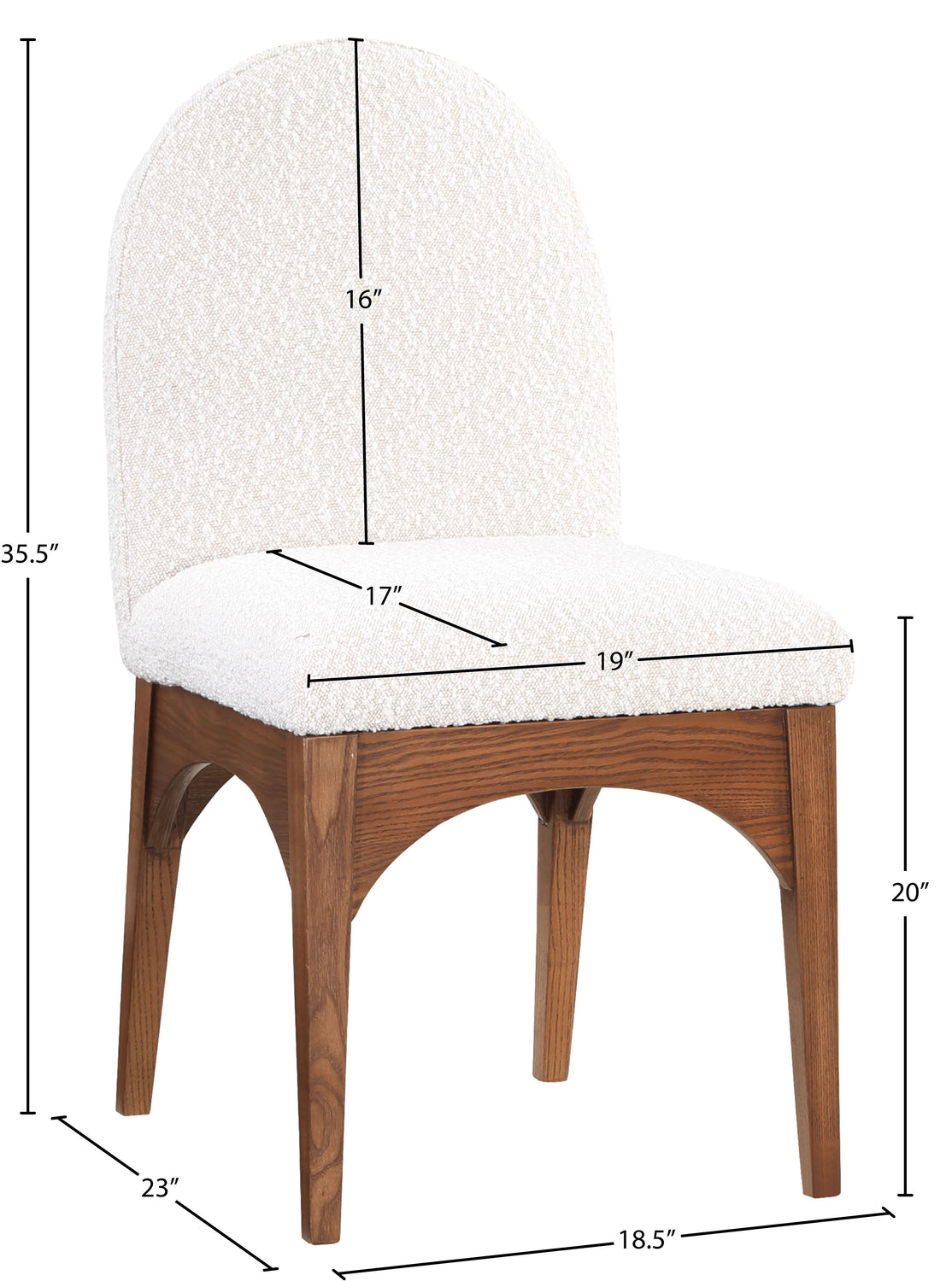 Waldorf Cream Boucle Fabric Upholstered Dining Side Chair Set of 2