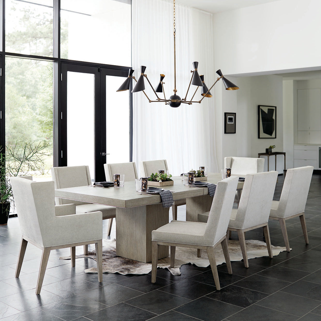 Bernhardt Linea Cerused Greige Side Chair Set of 2