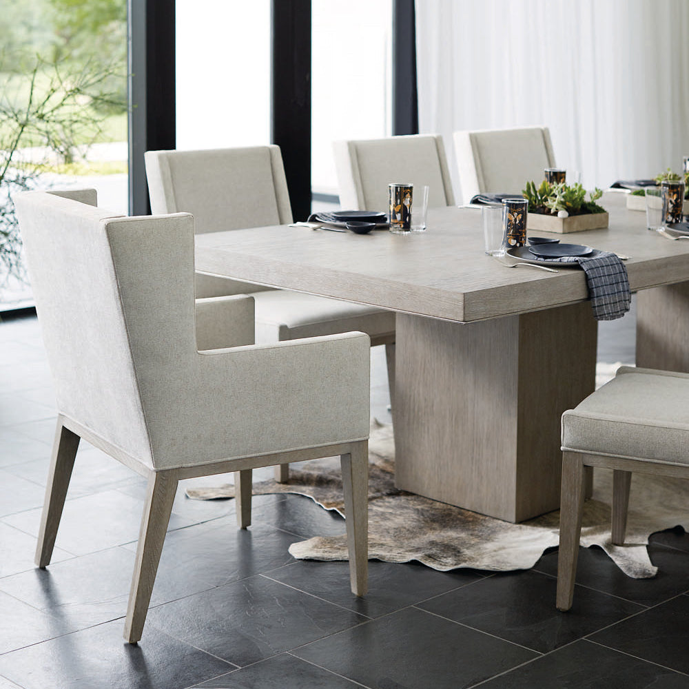Bernhardt Linea Cerused Greige Upholstered Arm Chair
