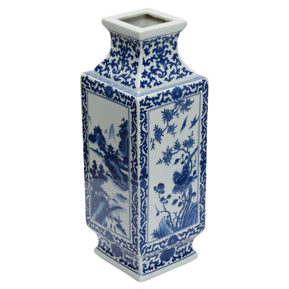 Chelsea House Dynasty Blue and White Landscape Vase