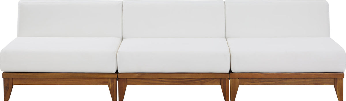 Rio 103.5in Off White Water Resistant Fabric Upholstered 3 Piece Modular Armless Chair