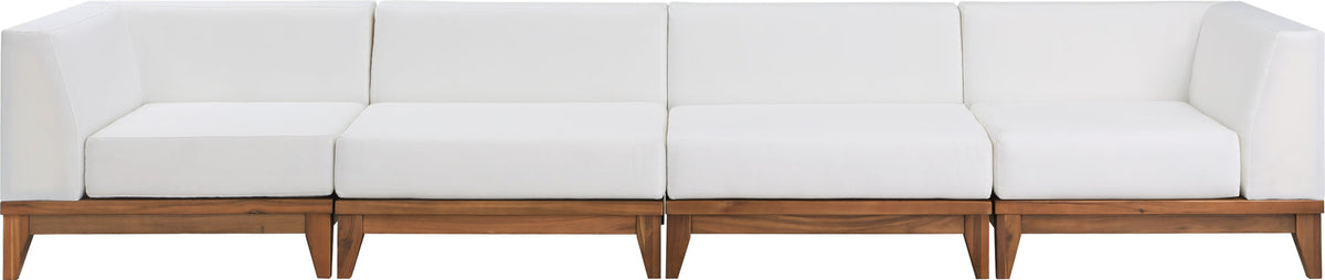 Rio 131in Off White Water Resistant Fabric Upholstered 4 Piece Modular Sofa