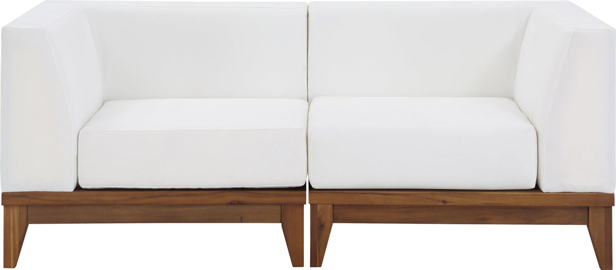 Rio 62in Off White Water Resistant Fabric Upholstered 2 Piece Modular Loveseat