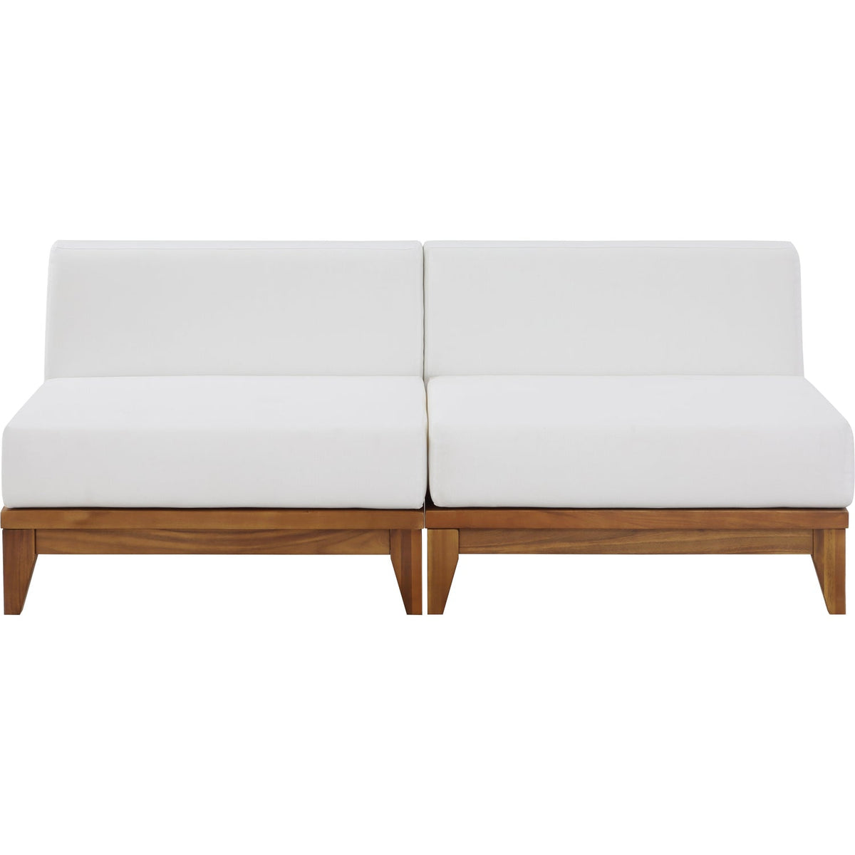 Rio 69in Off White Water Resistant Fabric Upholstered 2 Piece Modular Armless Chair