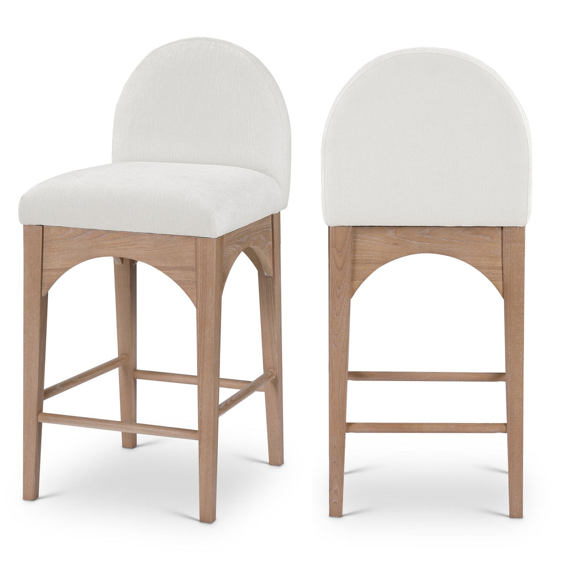 Waldorf Cream Chenille Fabric Upholstered Counter Stool Set of 2