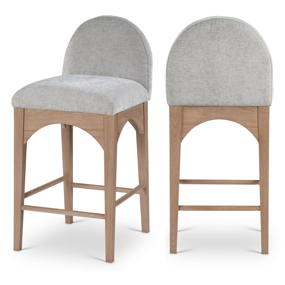 Waldorf Grey Chenille Fabric Upholstered Counter Stool Set of 2