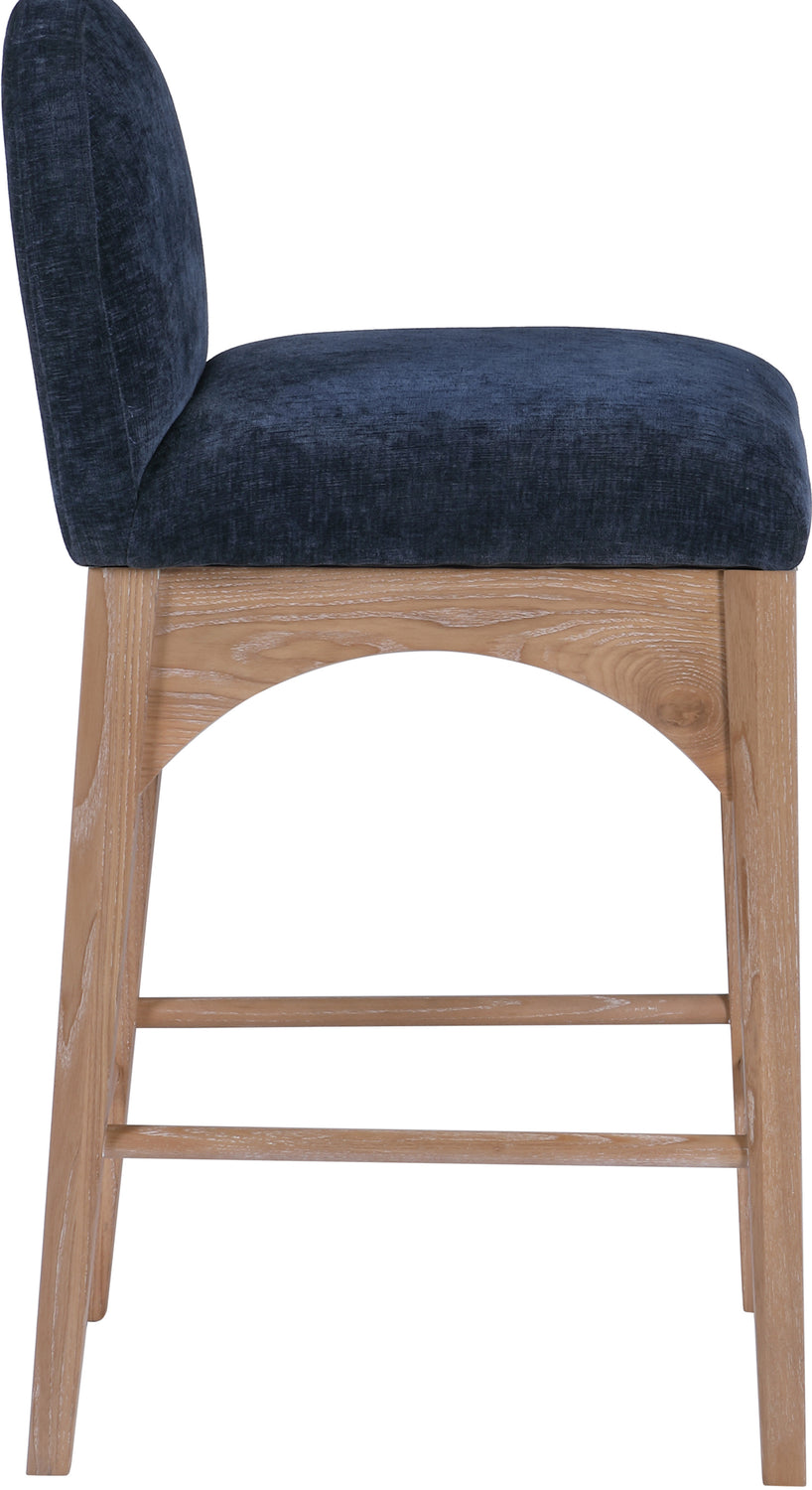 Waldorf Navy Chenille Fabric Upholstered Counter Stool Set of 2