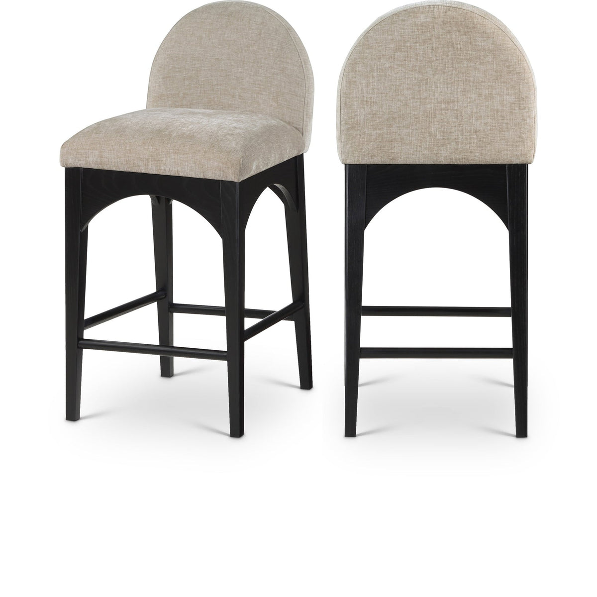 Waldorf Beige Chenille Fabric Upholstered Counter Stool Set of 2