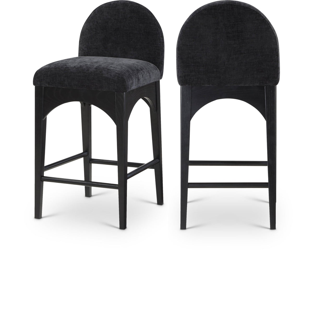 Waldorf Black Chenille Fabric Upholstered Counter Stool Set of 2