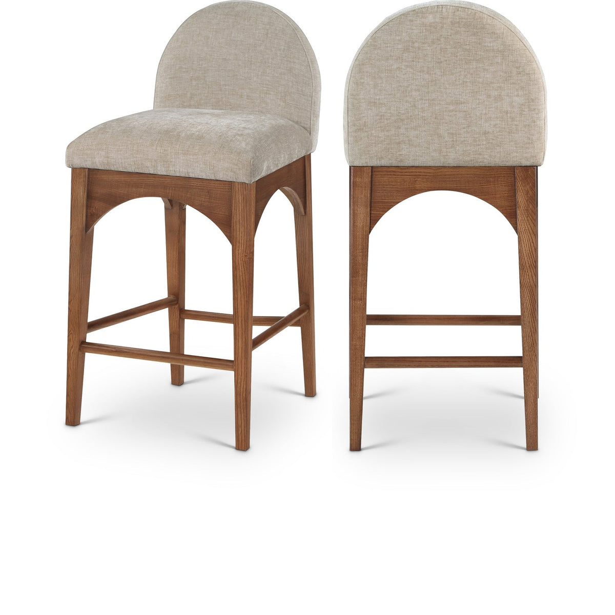 Waldorf Beige Chenille Fabric Upholstered Counter Stool Set of 2