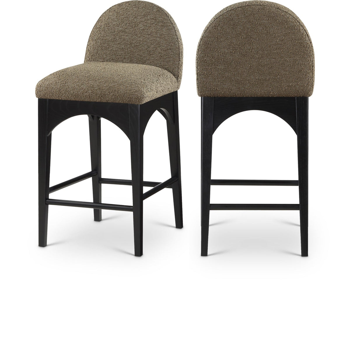 Waldorf Olive Boucle Fabric Upholstered Counter Stool Set of 2