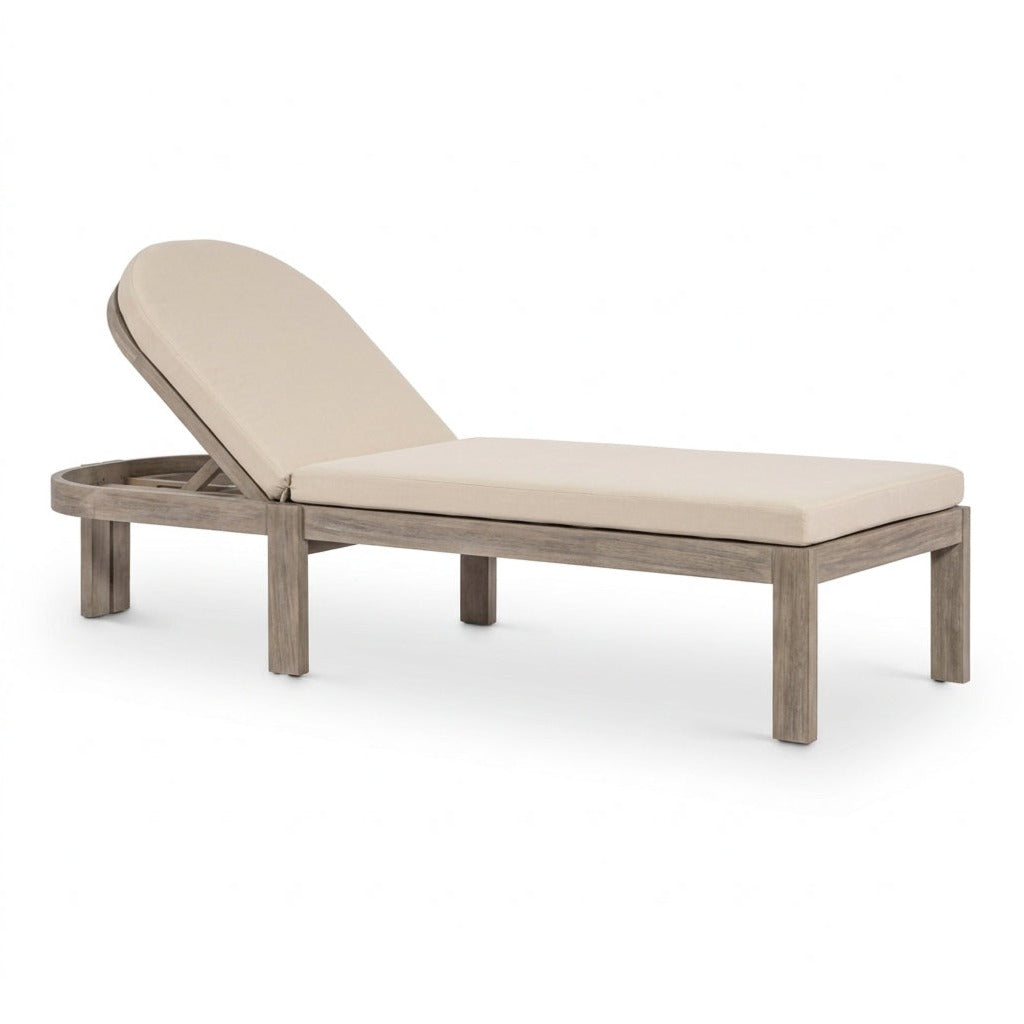 Newport Beige Water Resistant Fabric Upholstered Outdoor Patio Lounge Chair, beige fabric, primary product view