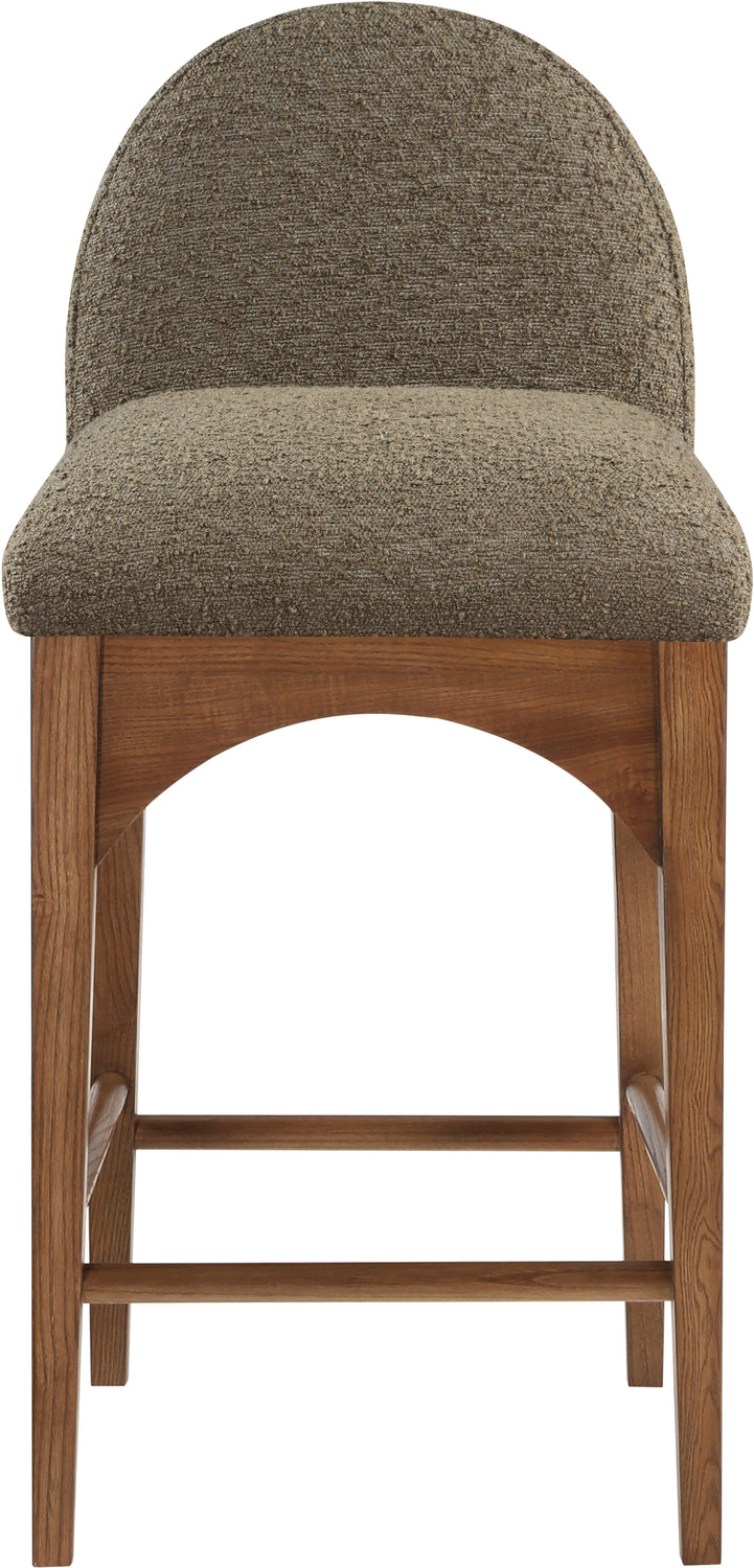 Waldorf Olive Boucle Fabric Upholstered Counter Stool Set of 2