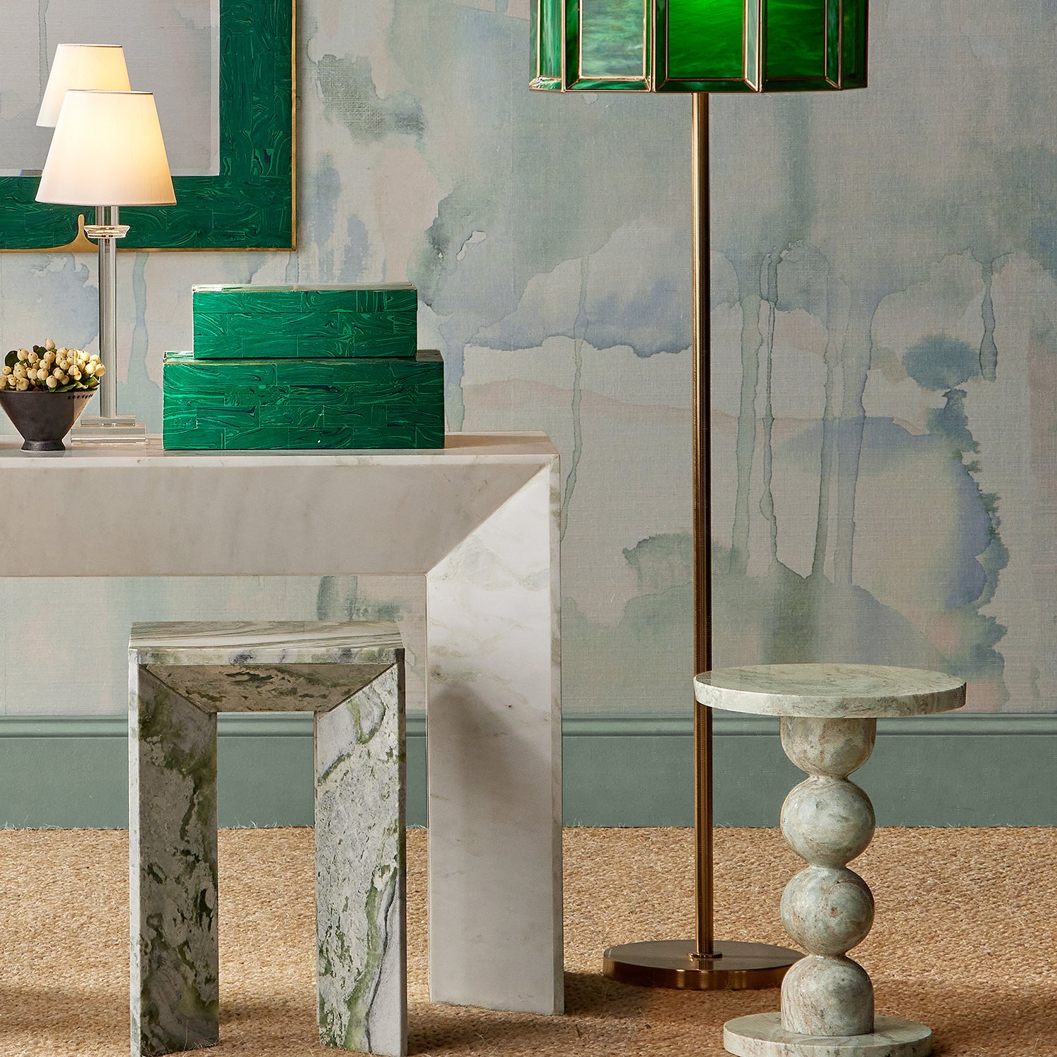 Currey & Co Turner Marble Accent Table