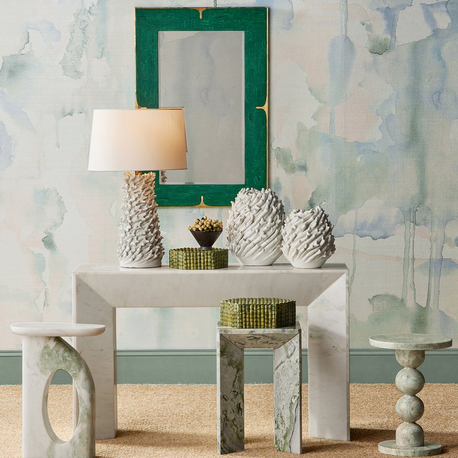 Currey & Co Turner Marble Accent Table