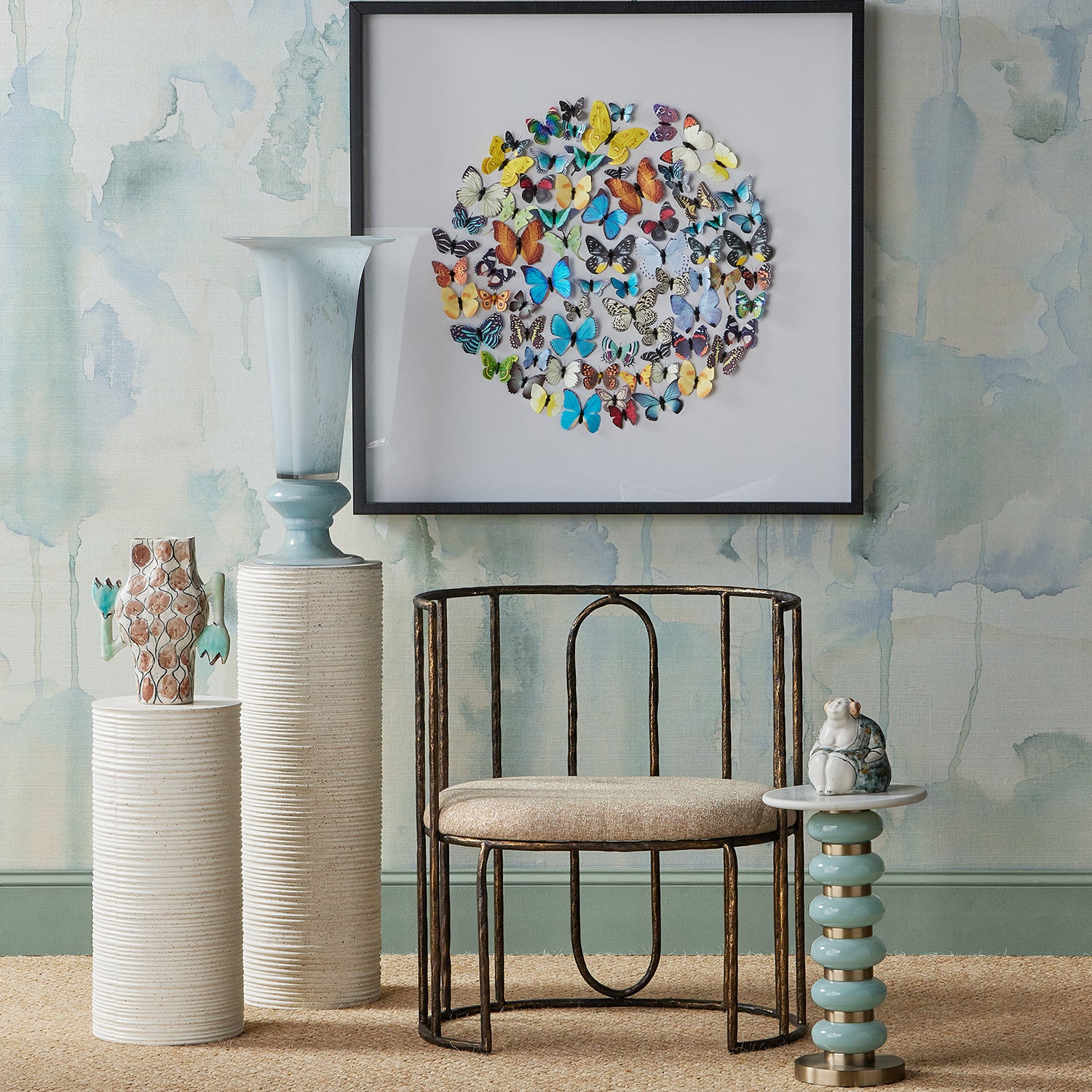 Currey & Co Lambent Turquoise Drinks Table