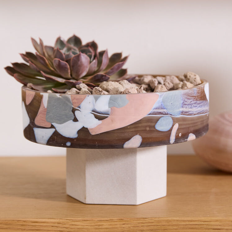 Palladin Footed Bowl, a brown, multi glass home decor accent