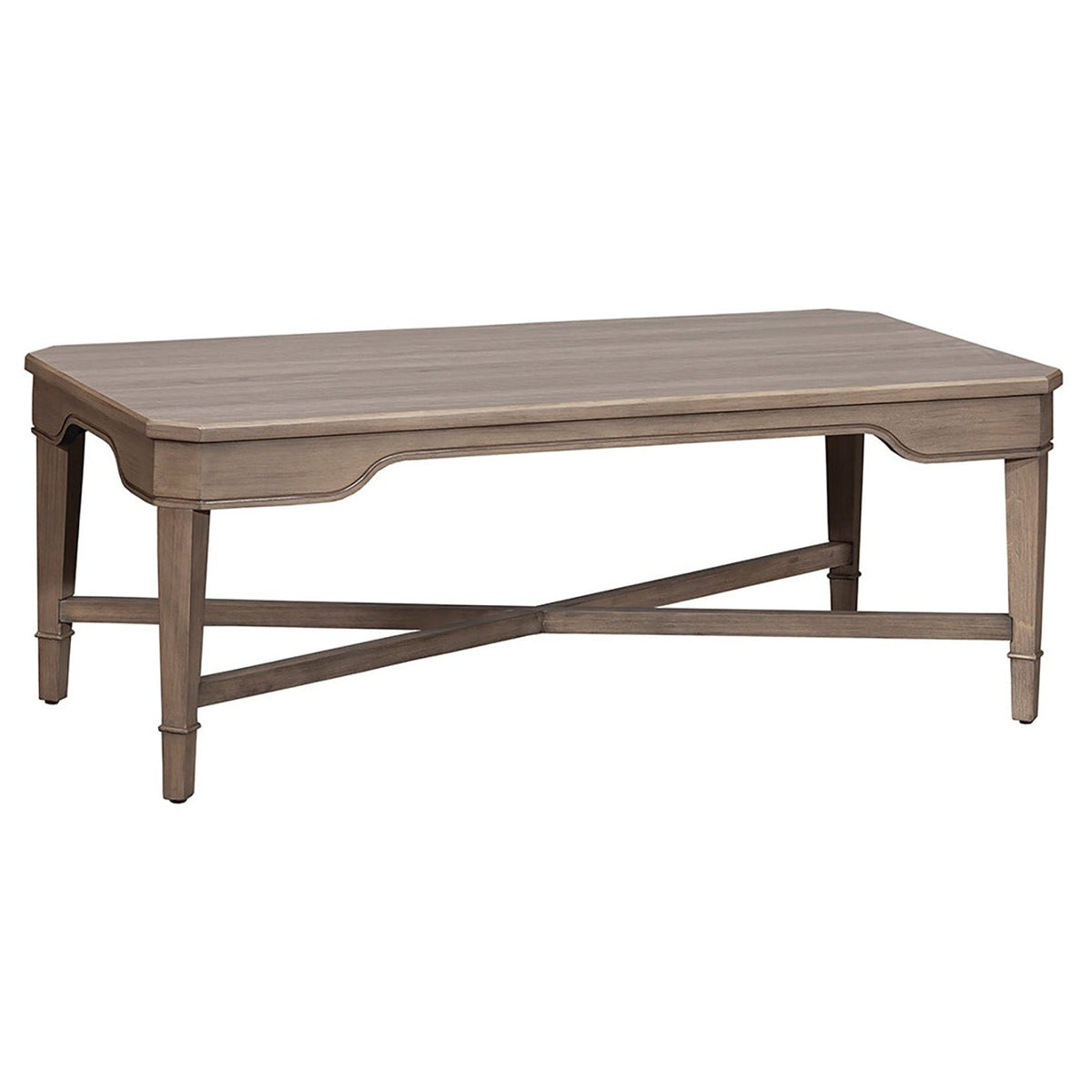 Fairfield Chair Avignon Anjou Rectangular Cocktail Table in beech solids, laminate with anjou finish, front view