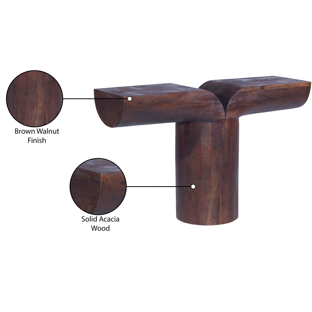 Tee Brown Acacia Wood Console Table