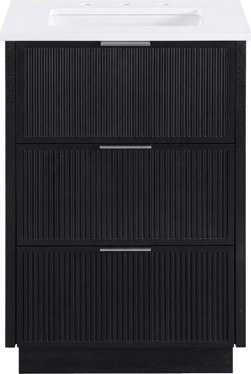 Willard 24in Black Engineered Stone And Solid Wood Bathroom Vanity