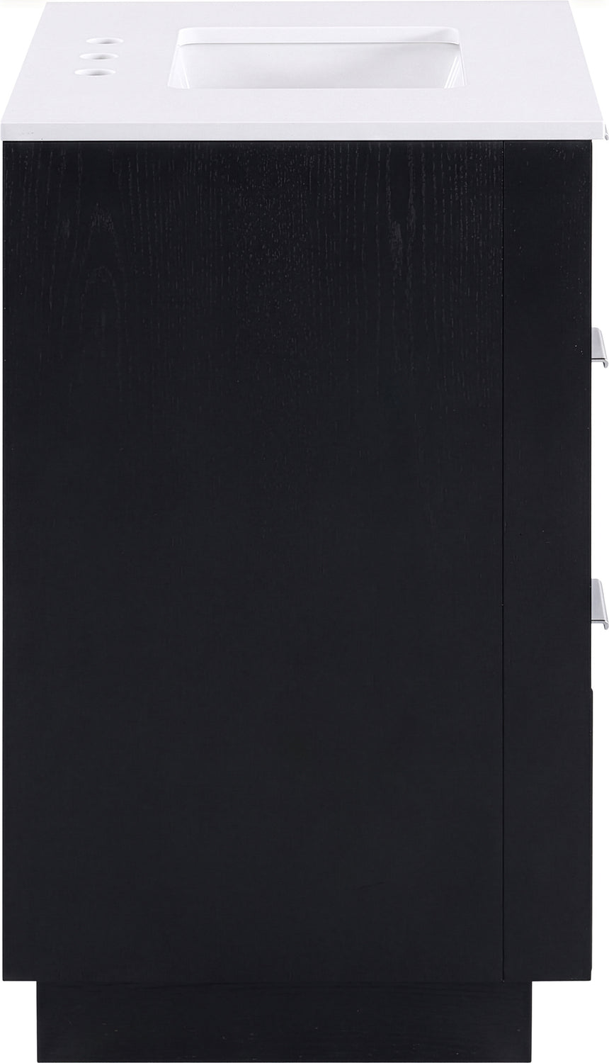 Willard 30in Black Engineered Stone And Solid Wood Bathroom Vanity