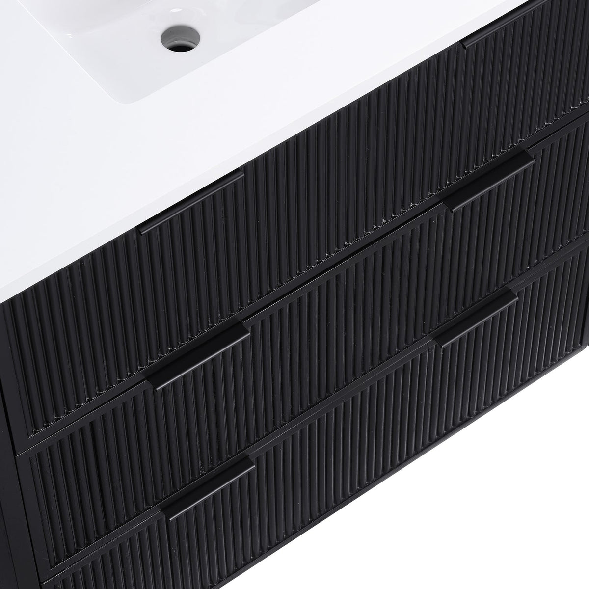 Willard 36in Black Engineered Stone And Solid Wood Bathroom Vanity