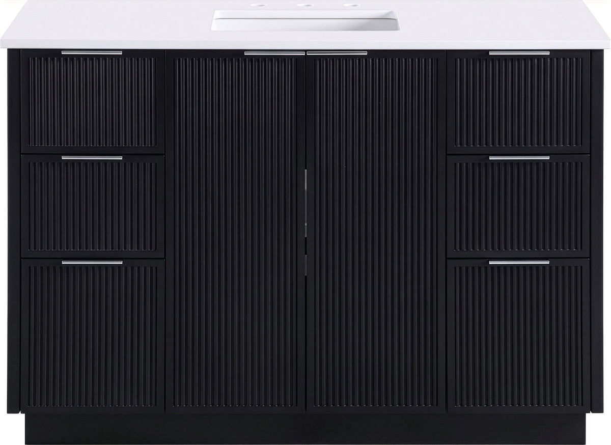Willard 48in Black Engineered Stone And Solid Wood Bathroom Vanity