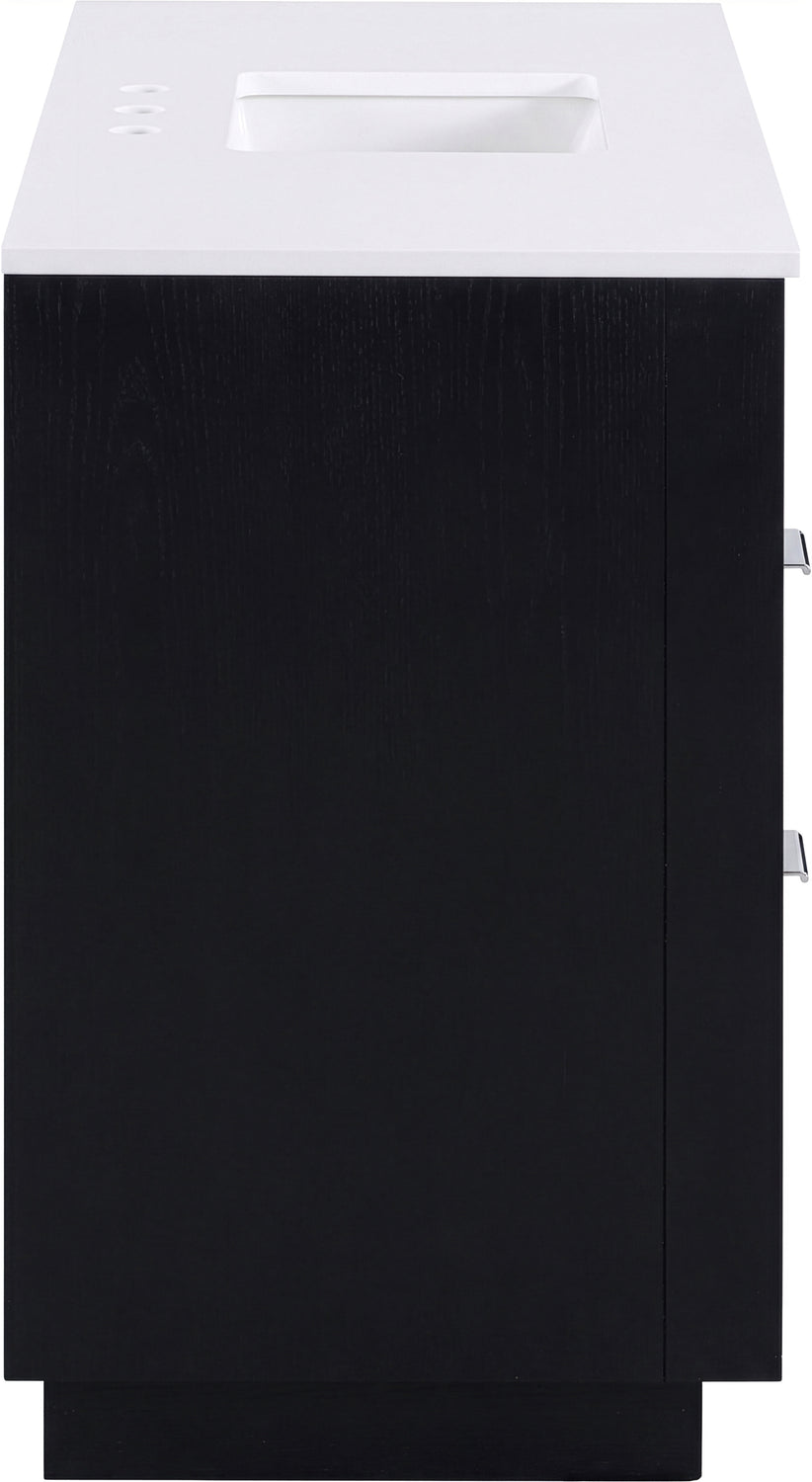 Willard 48in Black Engineered Stone And Solid Wood Bathroom Vanity