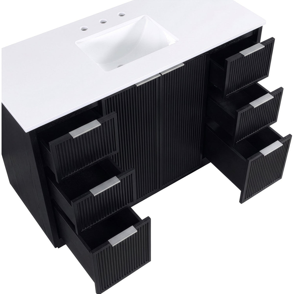 Willard 48in Black Engineered Stone And Solid Wood Bathroom Vanity