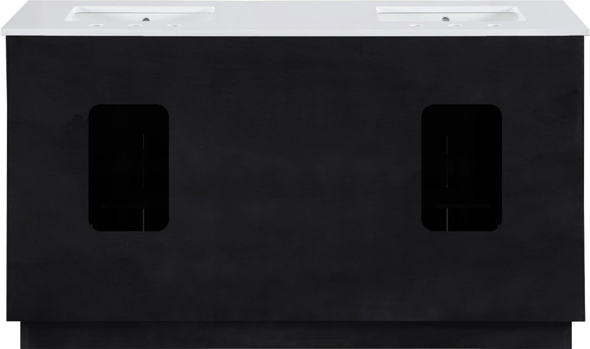 Willard 60in Black Engineered Stone And Solid Wood Bathroom Vanity