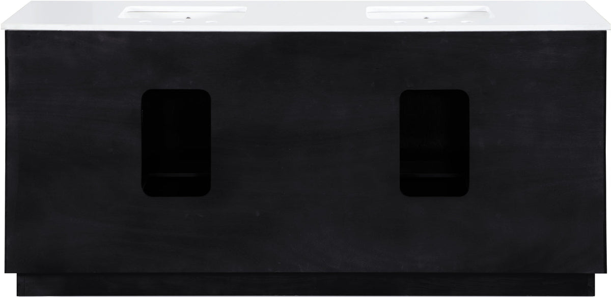 Willard 72in Black Engineered Stone And Solid Wood Bathroom Vanity