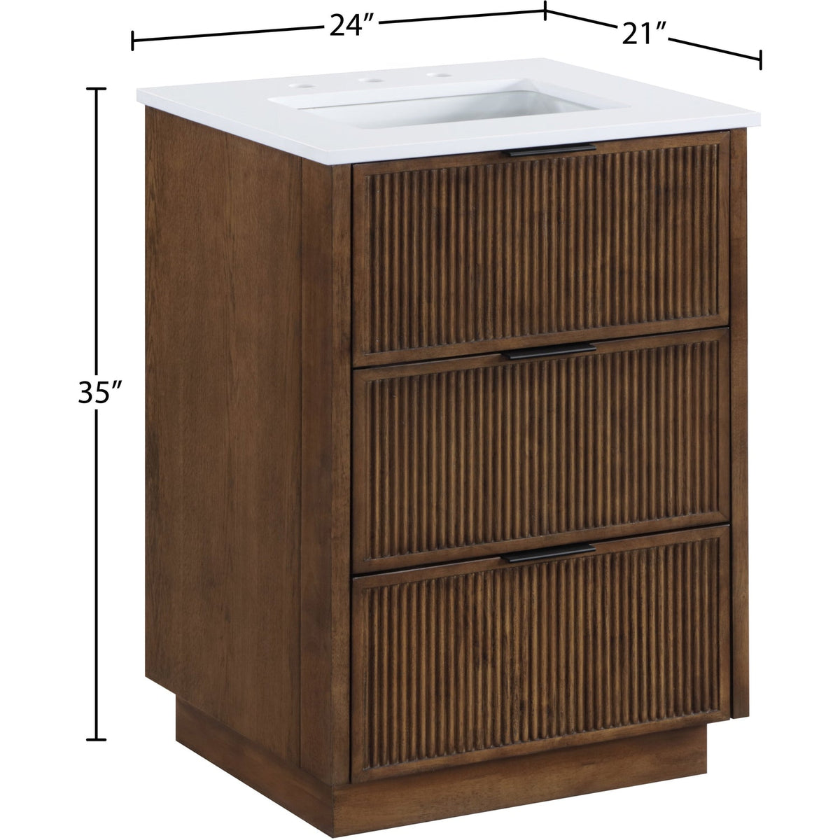 Willard 24in Brown Engineered Stone And Solid Wood Bathroom Vanity