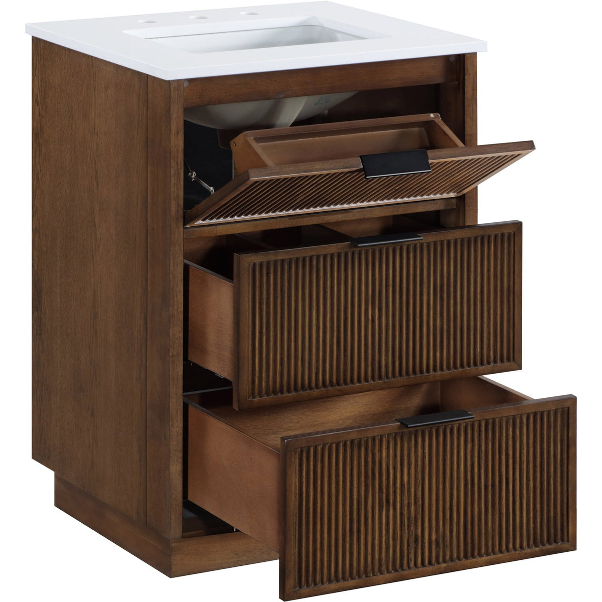 Willard 24in Brown Engineered Stone And Solid Wood Bathroom Vanity