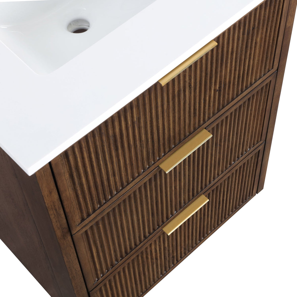Willard 24in Brown Engineered Stone And Solid Wood Bathroom Vanity