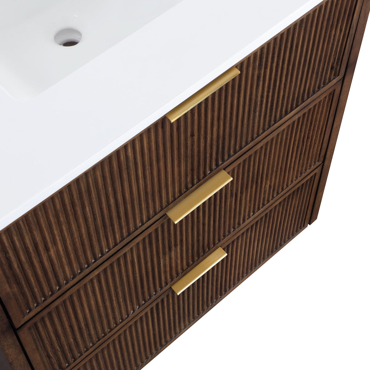 Willard 30in Brown Engineered Stone And Solid Wood Bathroom Vanity