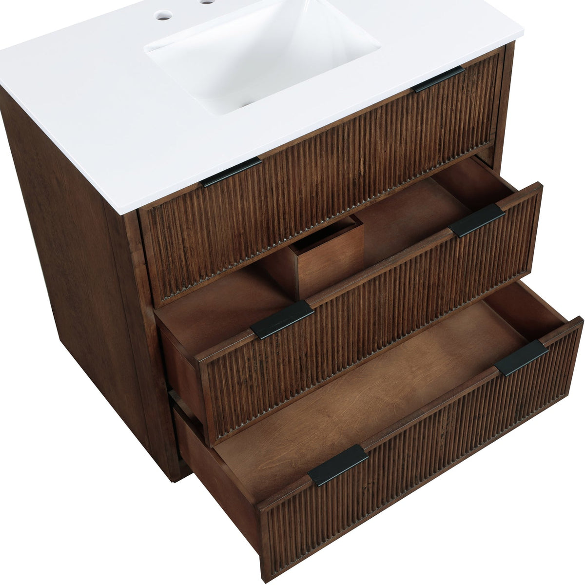Willard 36in Brown Engineered Stone And Solid Wood Bathroom Vanity