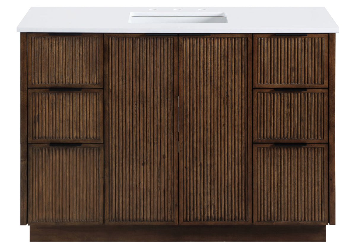 Willard 48in Brown Engineered Stone And Solid Wood Bathroom Vanity