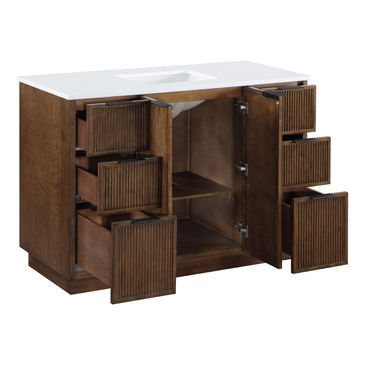 Willard 48in Brown Engineered Stone And Solid Wood Bathroom Vanity