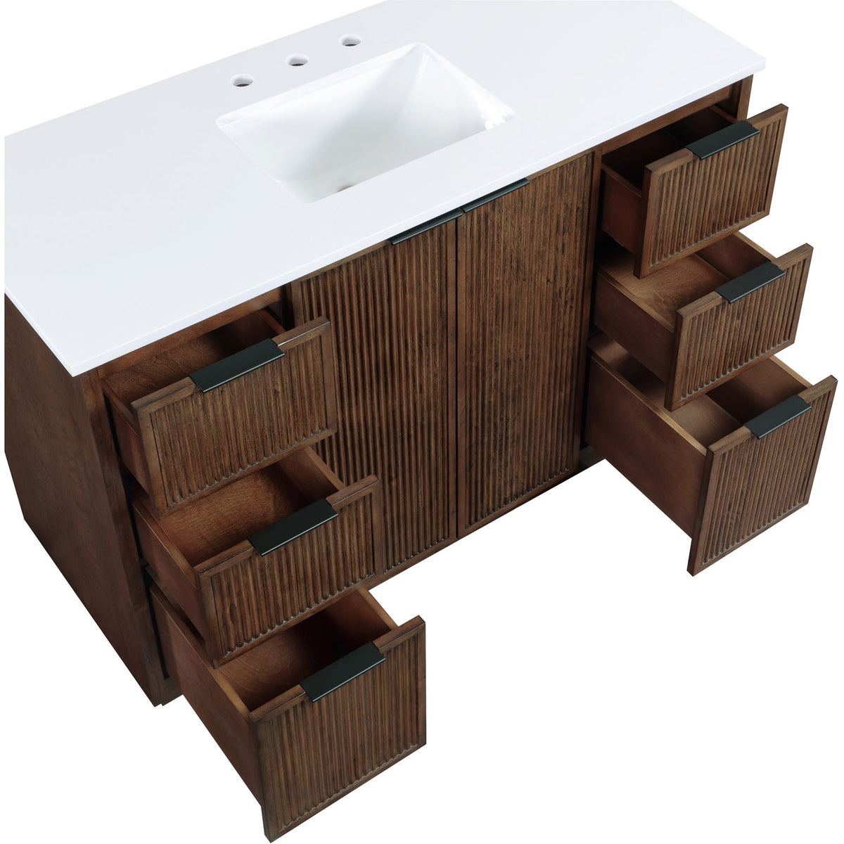 Willard 48in Brown Engineered Stone And Solid Wood Bathroom Vanity
