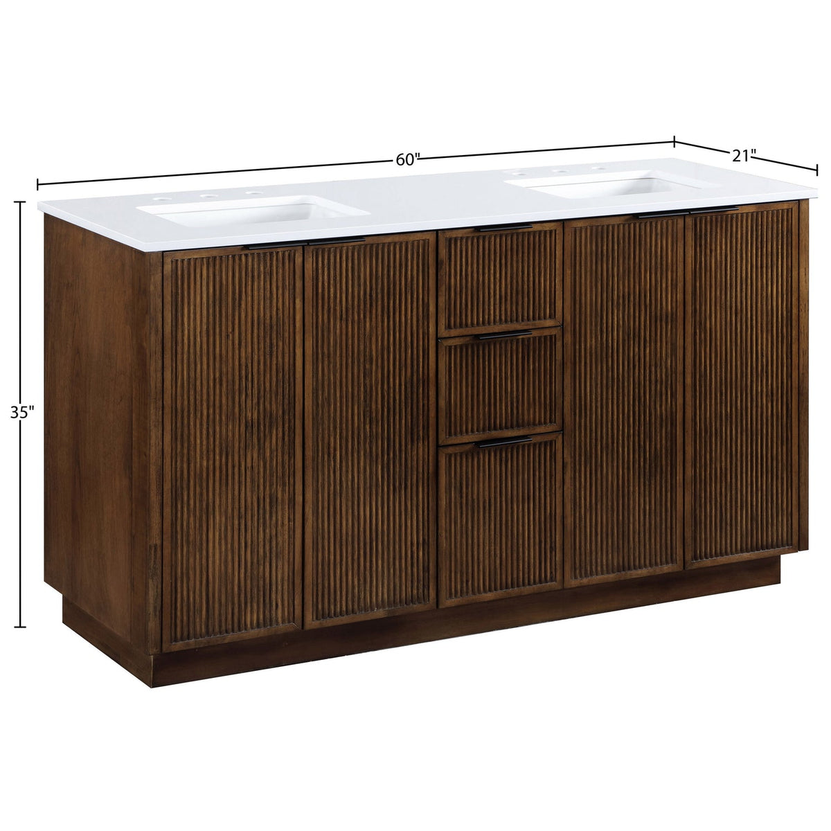 Willard 60in Brown Engineered Stone And Solid Wood Bathroom Vanity