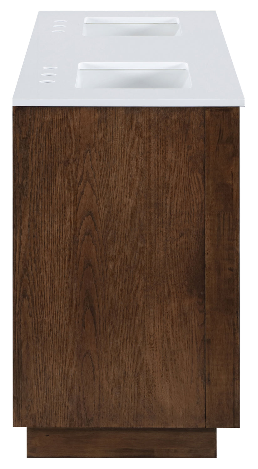 Willard 60in Brown Engineered Stone And Solid Wood Bathroom Vanity