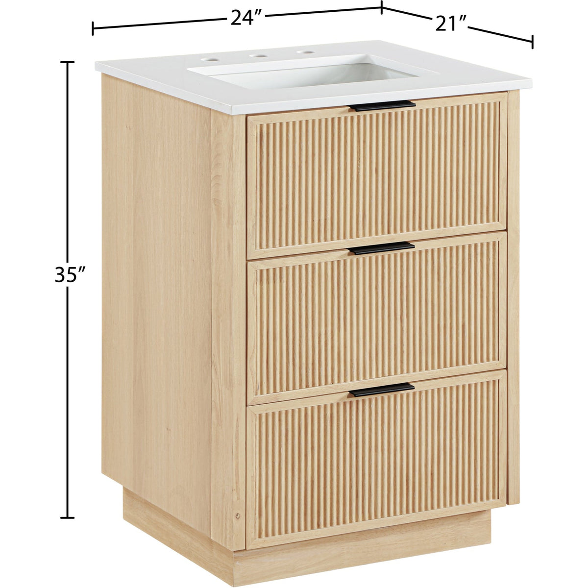 Willard 24in Natural Engineered Stone And Solid Wood Bathroom Vanity