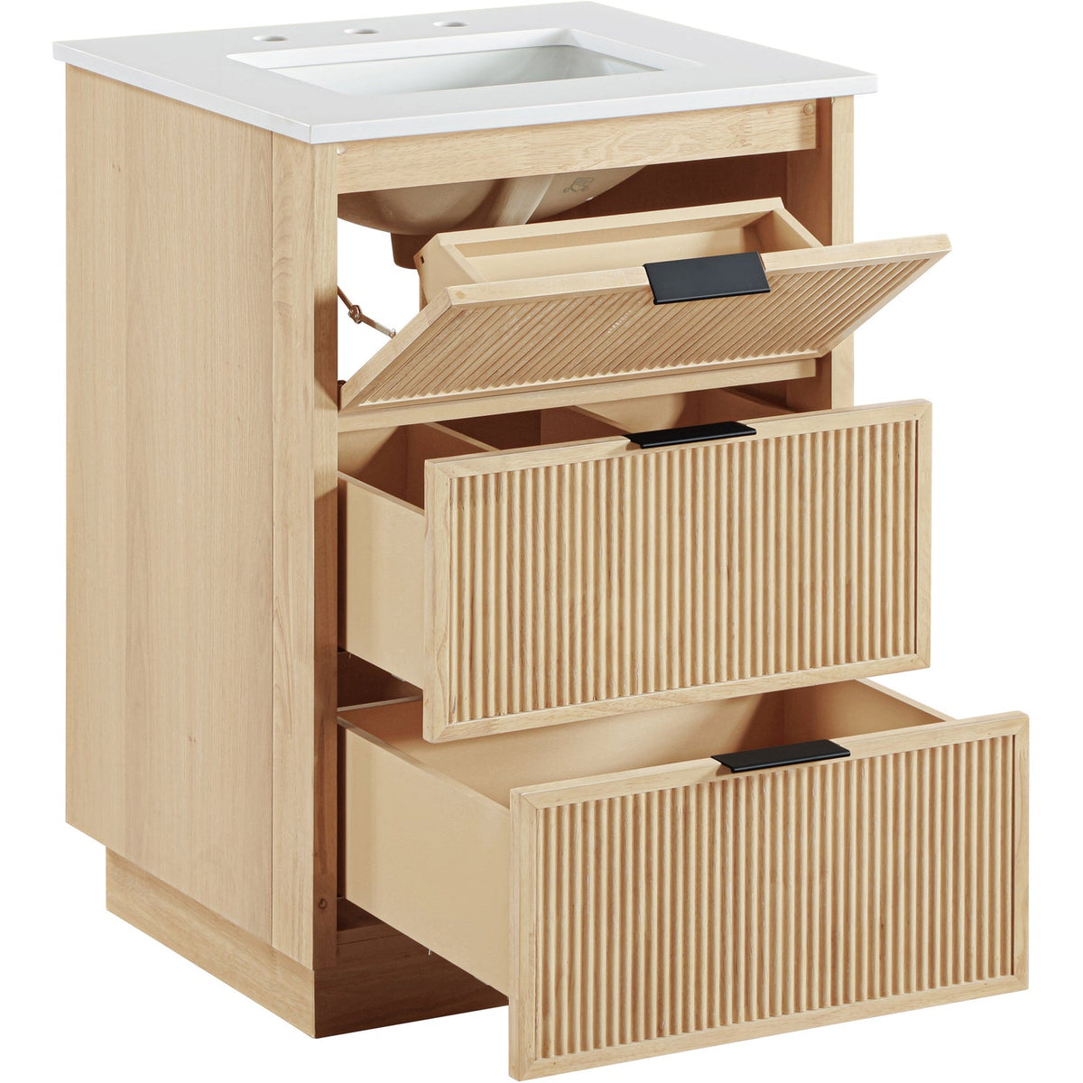 Willard 24in Natural Engineered Stone And Solid Wood Bathroom Vanity